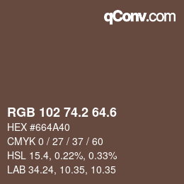 カラーコード: RGB 102 74.2 64.6 | qconv.com