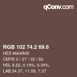 カラーコード: RGB 102 74.2 69.6 | qconv.com