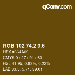 カラーコード: RGB 102 74.2 9.6 | qconv.com