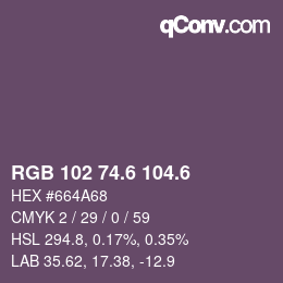 カラーコード: RGB 102 74.6 104.6 | qconv.com