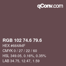 カラーコード: RGB 102 74.6 79.6 | qconv.com