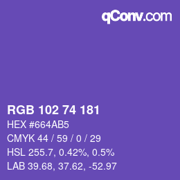 Color code: RGB 102 74 181 | qconv.com