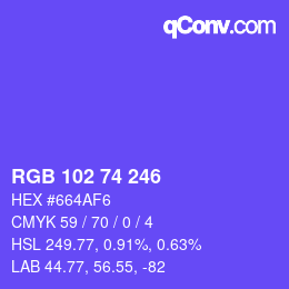 Color code: RGB 102 74 246 | qconv.com