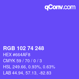 Color code: RGB 102 74 248 | qconv.com