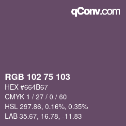 Color code: RGB 102 75 103 | qconv.com