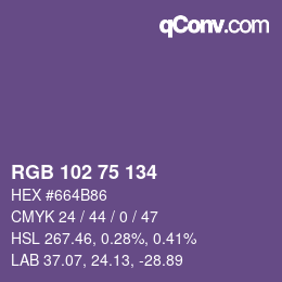 Color code: RGB 102 75 134 | qconv.com