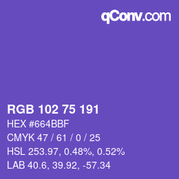 Color code: RGB 102 75 191 | qconv.com