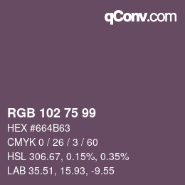颜色代码: RGB 102 75 99 | qconv.com