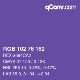 Color code: RGB 102 76 162 | qconv.com