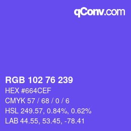 Color code: RGB 102 76 239 | qconv.com