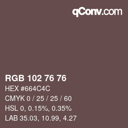 Color code: RGB 102 76 76 | qconv.com