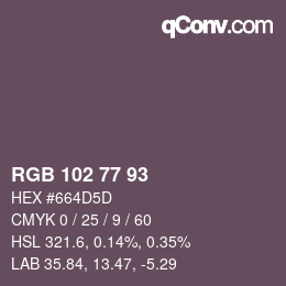 Color code: RGB 102 77 93 | qconv.com