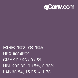 カラーコード: RGB 102 78 105 | qconv.com