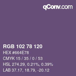 Color code: RGB 102 78 120 | qconv.com