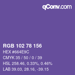 Color code: RGB 102 78 156 | qconv.com