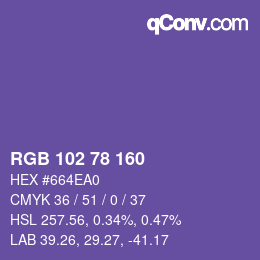 Color code: RGB 102 78 160 | qconv.com