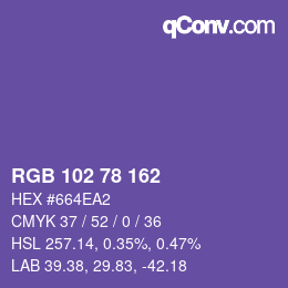 Color code: RGB 102 78 162 | qconv.com