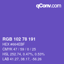 Color code: RGB 102 78 191 | qconv.com