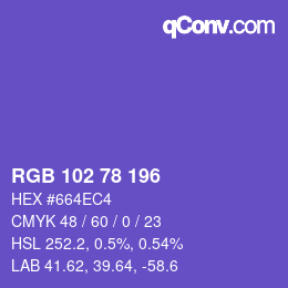 Color code: RGB 102 78 196 | qconv.com