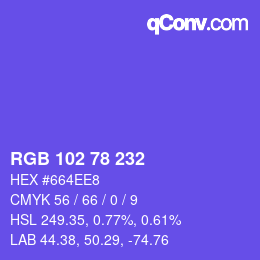 Color code: RGB 102 78 232 | qconv.com