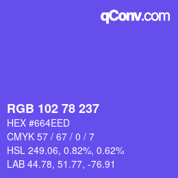 Color code: RGB 102 78 237 | qconv.com