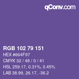 Color code: RGB 102 79 151 | qconv.com