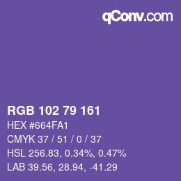 Farbcode: RGB 102 79 161 | qconv.com