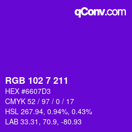 Color code: RGB 102 7 211 | qconv.com