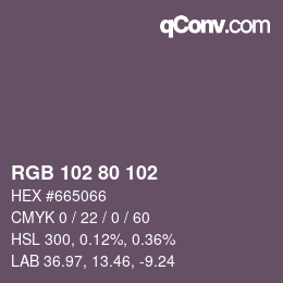 Color code: RGB 102 80 102 | qconv.com