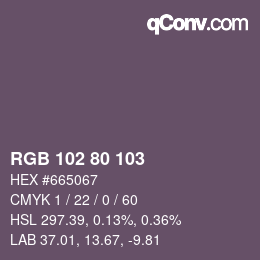 Color code: RGB 102 80 103 | qconv.com