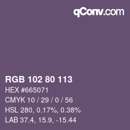 Color code: RGB 102 80 113 | qconv.com