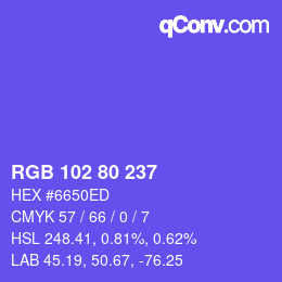 Color code: RGB 102 80 237 | qconv.com