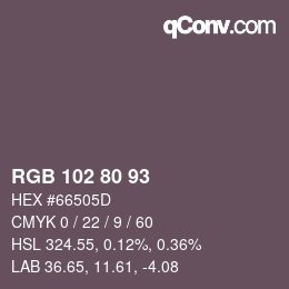 Color code: RGB 102 80 93 | qconv.com