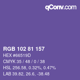 Color code: RGB 102 81 157 | qconv.com