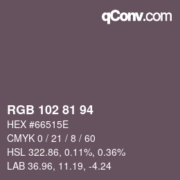 Color code: RGB 102 81 94 | qconv.com