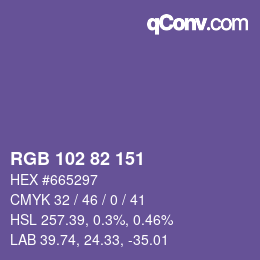 Color code: RGB 102 82 151 | qconv.com