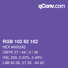 Color code: RGB 102 82 162 | qconv.com