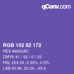 Color code: RGB 102 82 172 | qconv.com