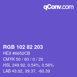 Color code: RGB 102 82 203 | qconv.com