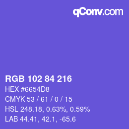 Color code: RGB 102 84 216 | qconv.com
