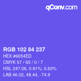 Color code: RGB 102 84 237 | qconv.com