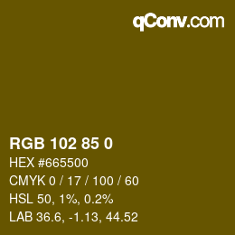 Color code: RGB 102 85 0 | qconv.com