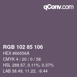 Color code: RGB 102 85 106 | qconv.com