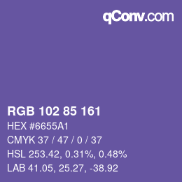 Color code: RGB 102 85 161 | qconv.com