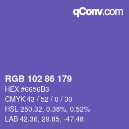 Color code: RGB 102 86 179 | qconv.com