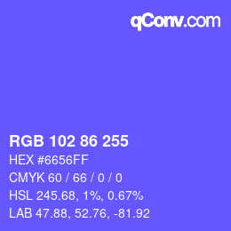 Color code: RGB 102 86 255 | qconv.com