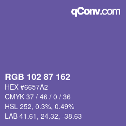カラーコード: RGB 102 87 162 | qconv.com