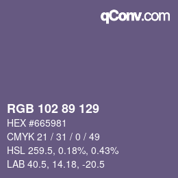 Color code: RGB 102 89 129 | qconv.com