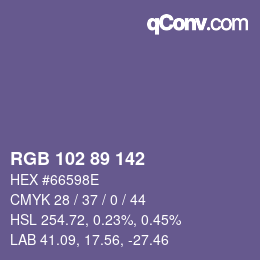 Farbcode: RGB 102 89 142 | qconv.com