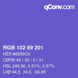 Color code: RGB 102 89 201 | qconv.com